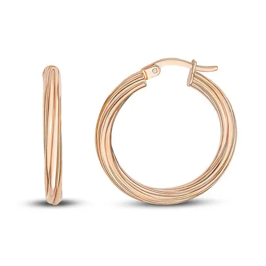 9Ct Rose Gold Twist Hoop Earrings 1