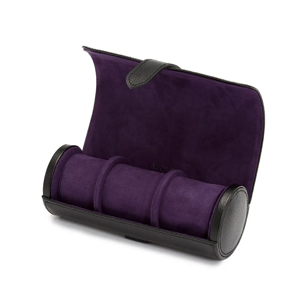 Wolf 1834 Blake Triple Watch Roll- Black/Purple 1