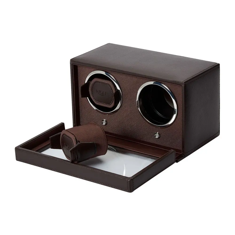 Wolf 1834- Cub Double Watch Winder With Cover- Brown 1