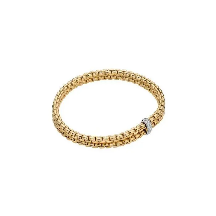 Fope Eka Two Row Bracelet 18Ct Yellow Gold Total Diamond Weight 0.10Ct 1