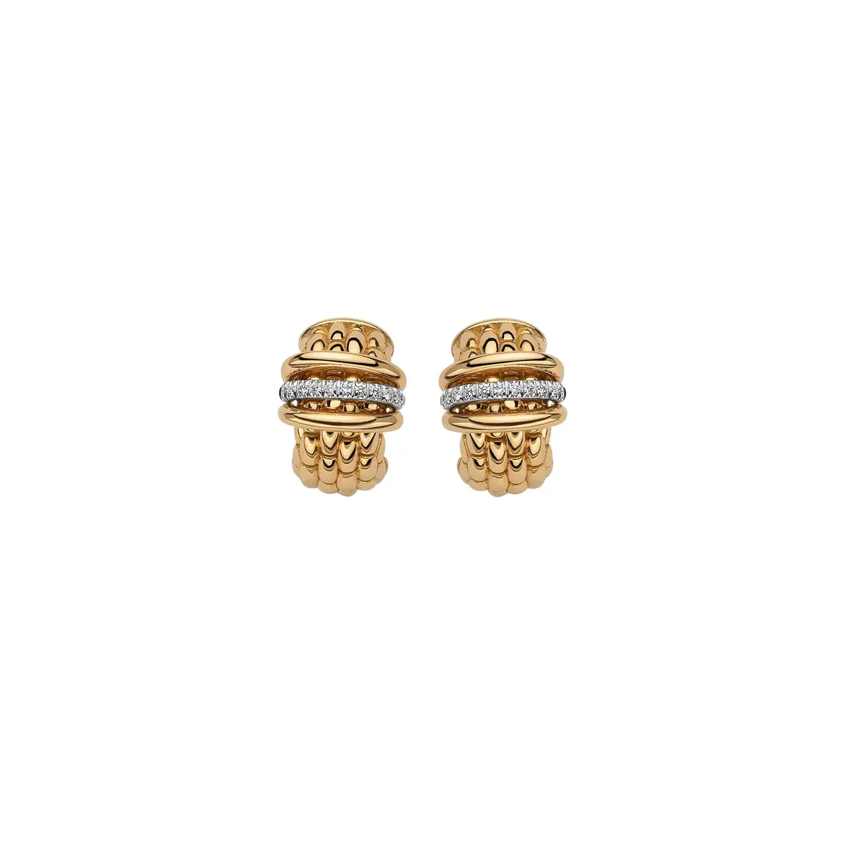 Panorama 18Ct Yellow And White Gold Diamond Set Earrings 1