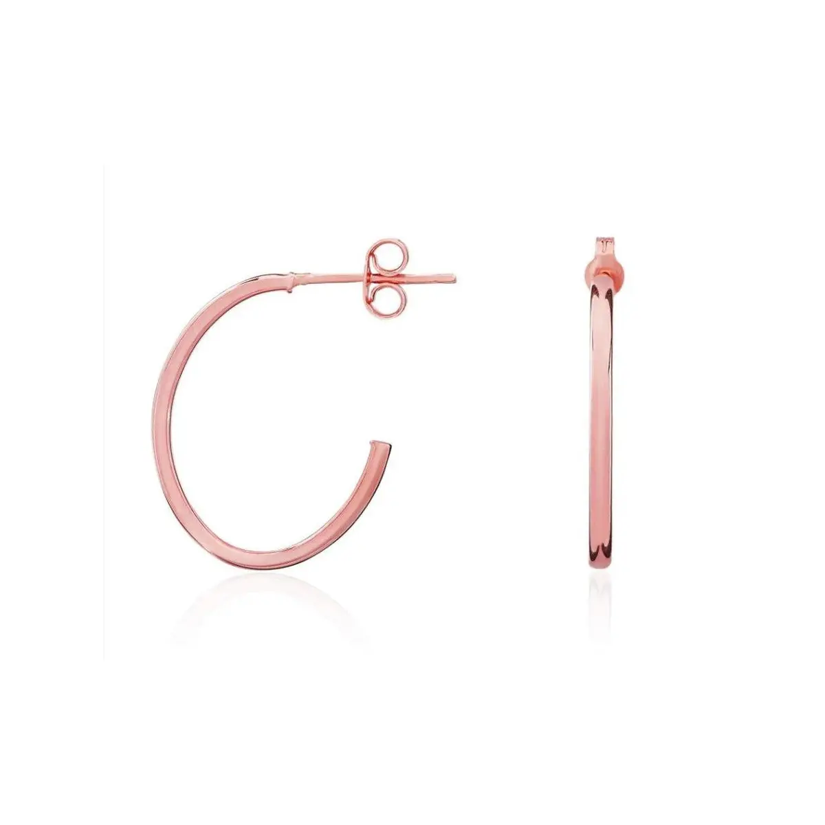 9Ct Rose Gold Oval Half Hoop Earrings 20X1.5Mm 1