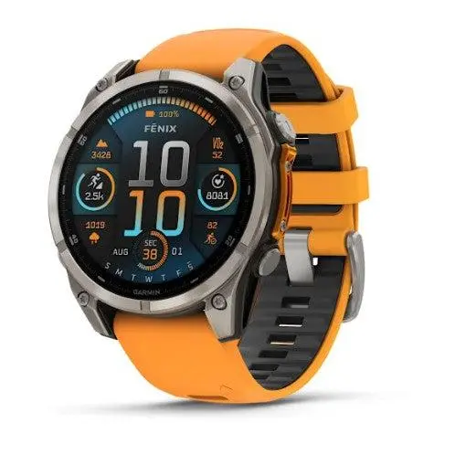 Garmin Fenix 8 47Mm Amoled Sapphire, Titanium With Spark Orange/ Graphite Silicone Band 1