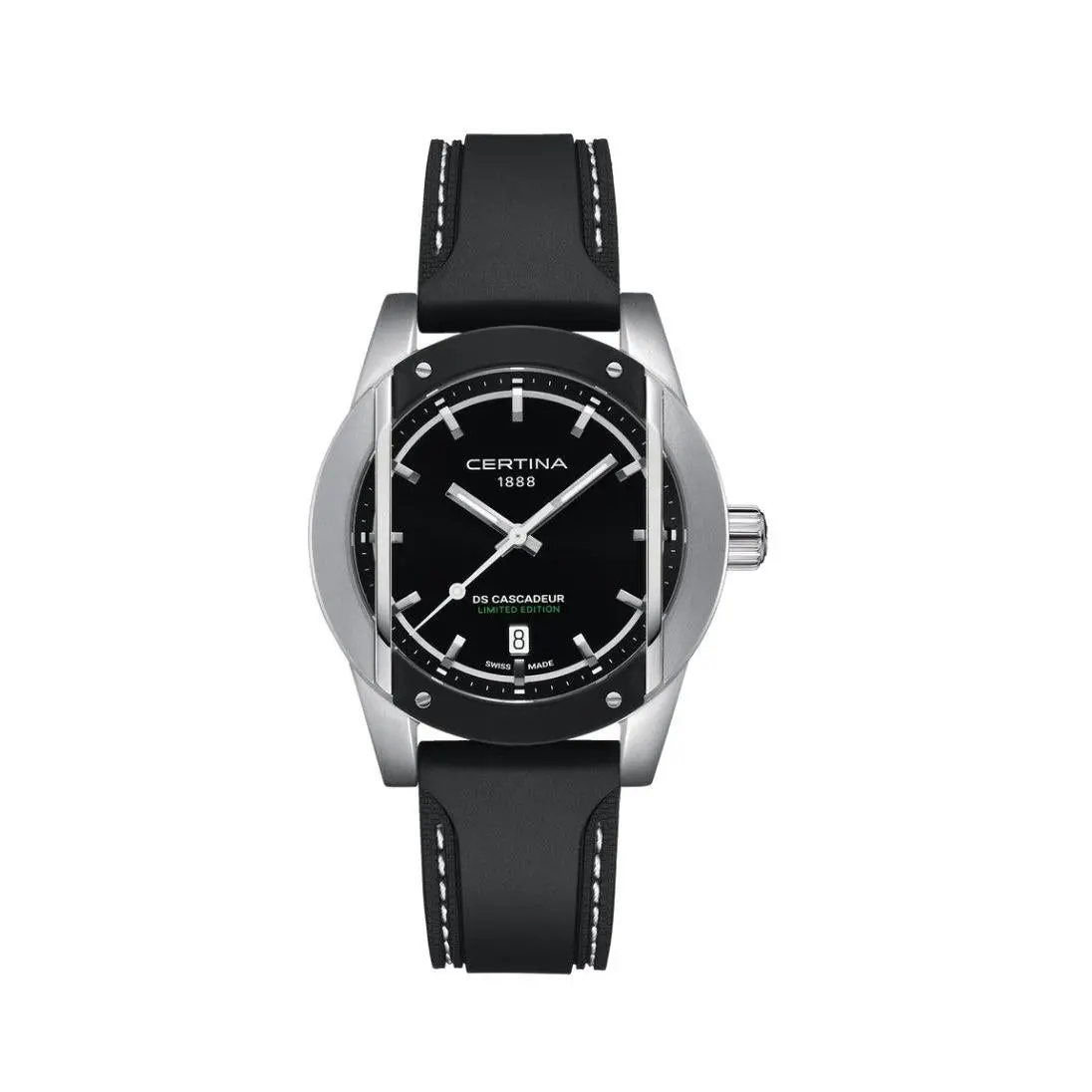 Certina Ds Cascadeur Limited Edition Quartz Watch. Black Dial Rubber Strap 1