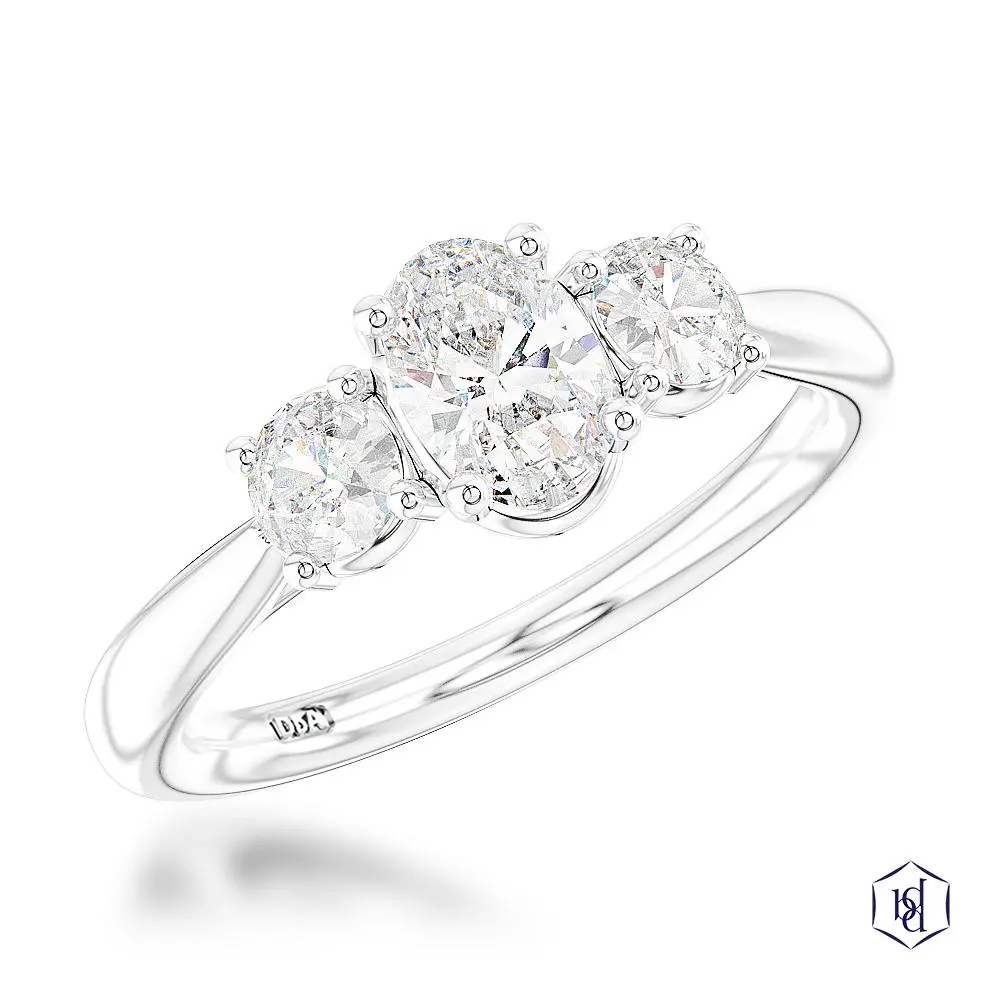 Royal Oval Oval Cut Platinum Three Stone Diamond 1