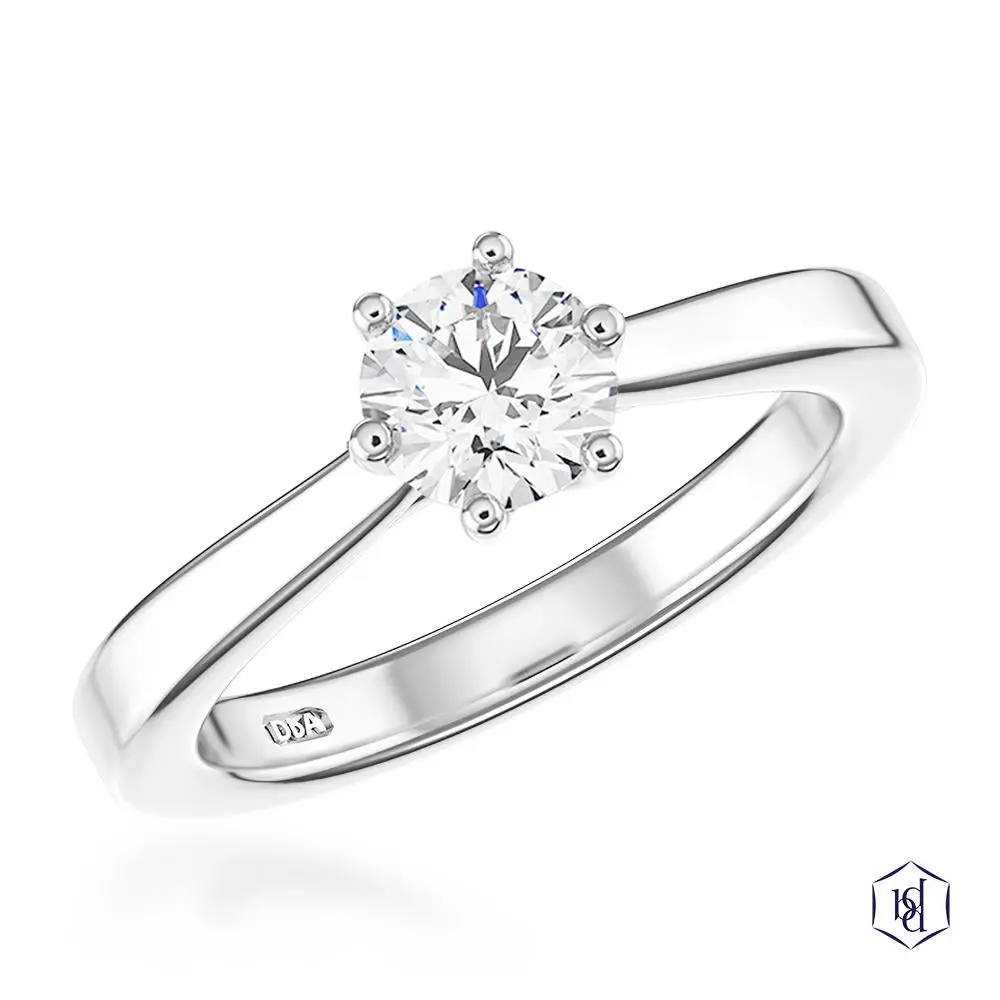 Tulip 6 Round Brilliant Cut Platinum Solitaire Diamond 1