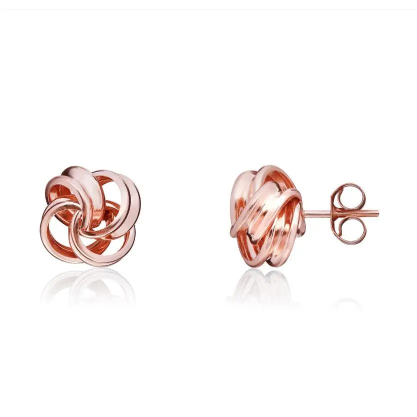 9Ct Rose Gold Ribbon Loop Knot Stud Earrings 1