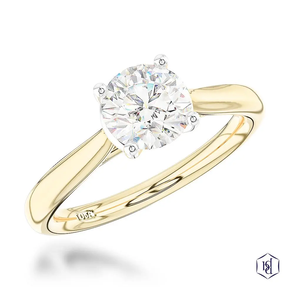 Open Tulip Round Brilliant Cut 18Ct Yellow Gold Shank And Platinum Head Solitaire Diamond 1