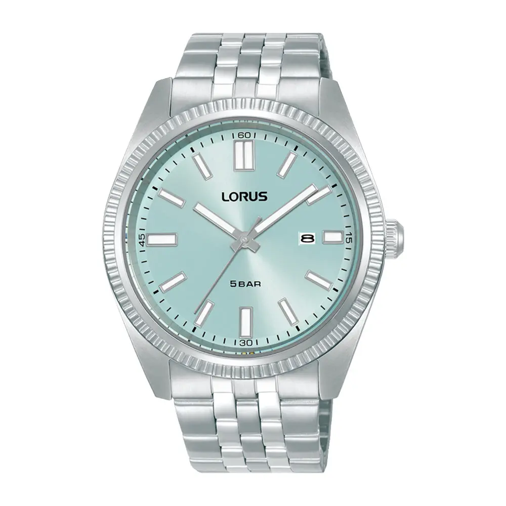 Gents Stainless Steel Light Blue Dial Bracelet Watch 1