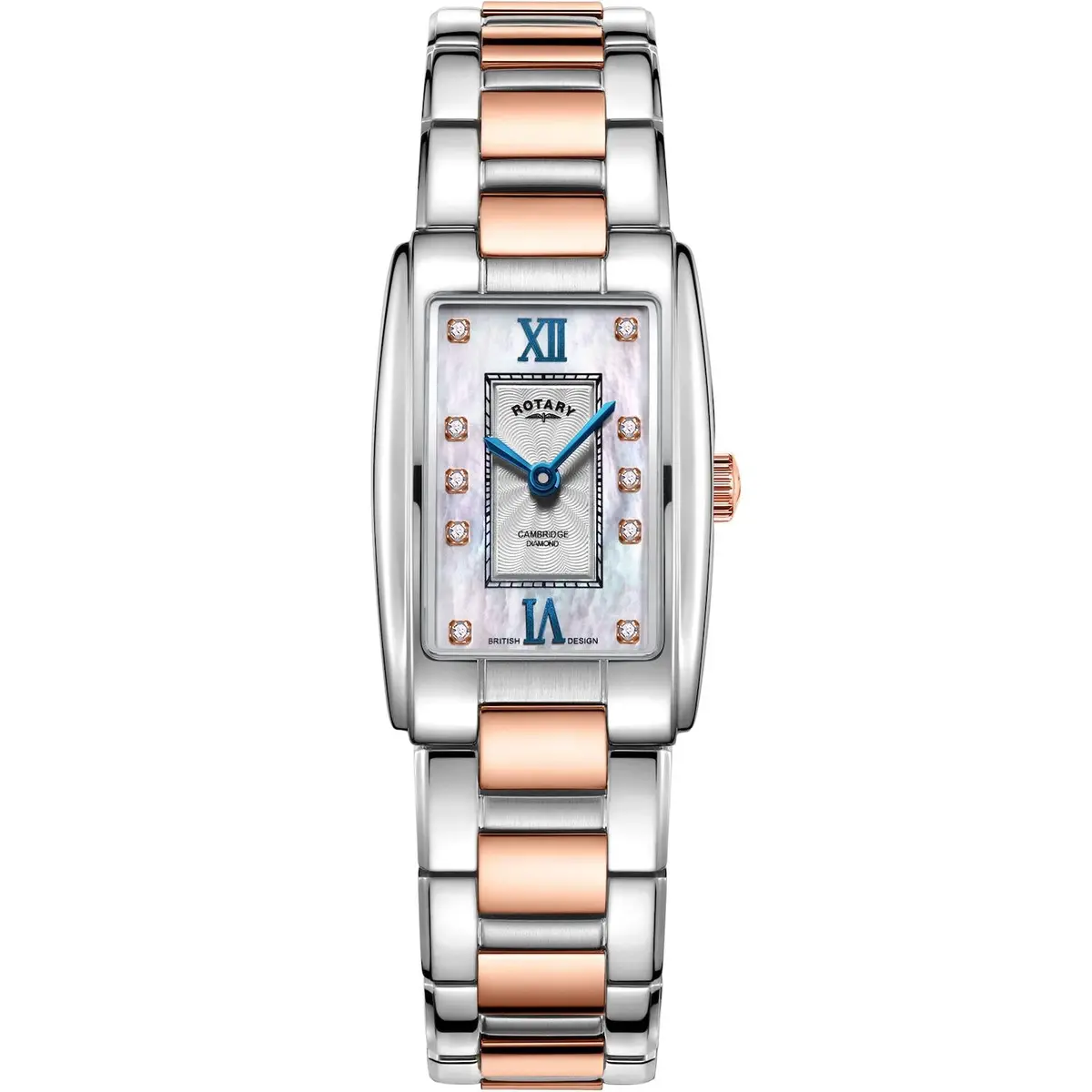 Ladys Cambrige Two Coloured Rectangular Bracelet Watch, Diamond Set 1