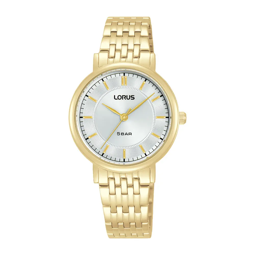Classic Ladys Gold Coated Round Silver Dial Bracelet Watch 1