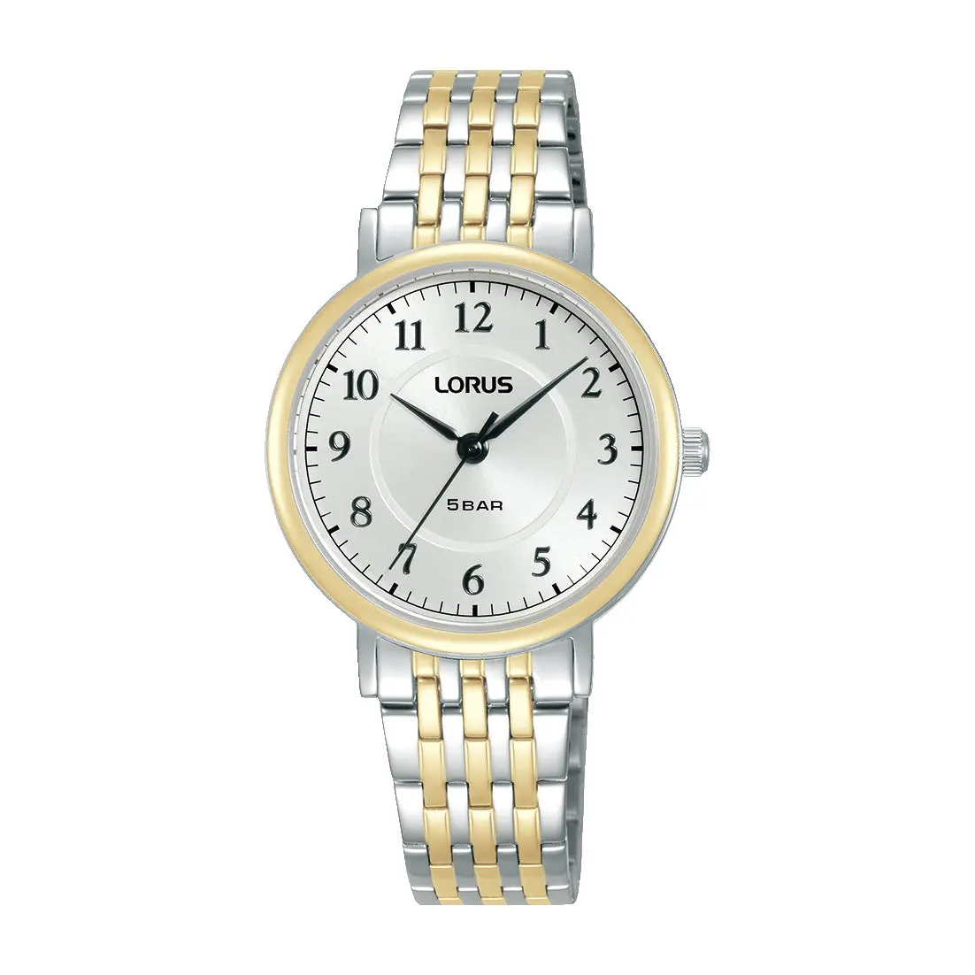 Classic Ladys Gold Coated And Stainless Steel Round Silver Dial Bracelet Watch 1