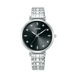 Lady's Stainless Steel Black Dial Bracelet Watch 1