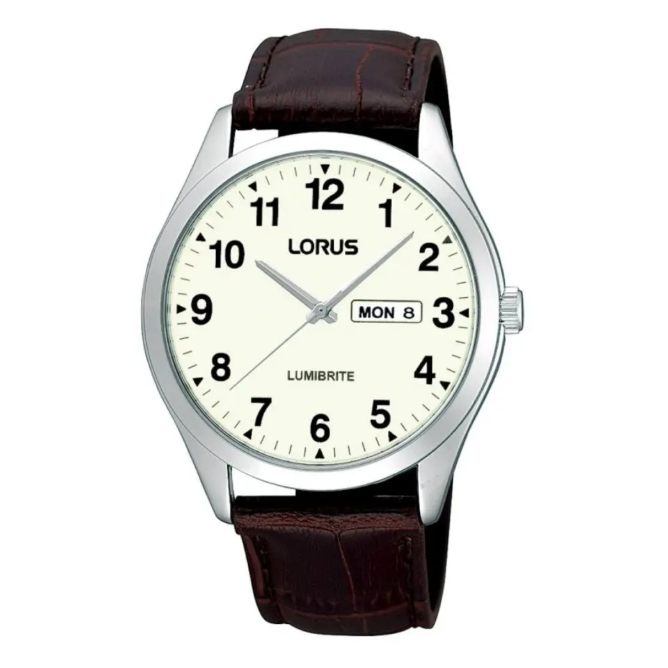 Gents Lumbrite Dial, Day/Date Function, Leather Strap. 1