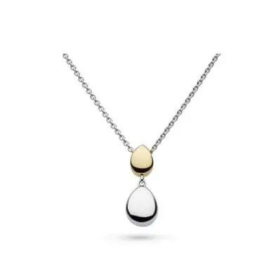 Rhodium Plated Silver And Yellow Gold Plated Coast Pebble Golden Necklace 1