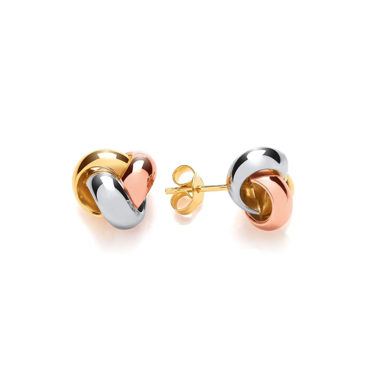 9Ct 3 Colour Knot Stud Earrings 1