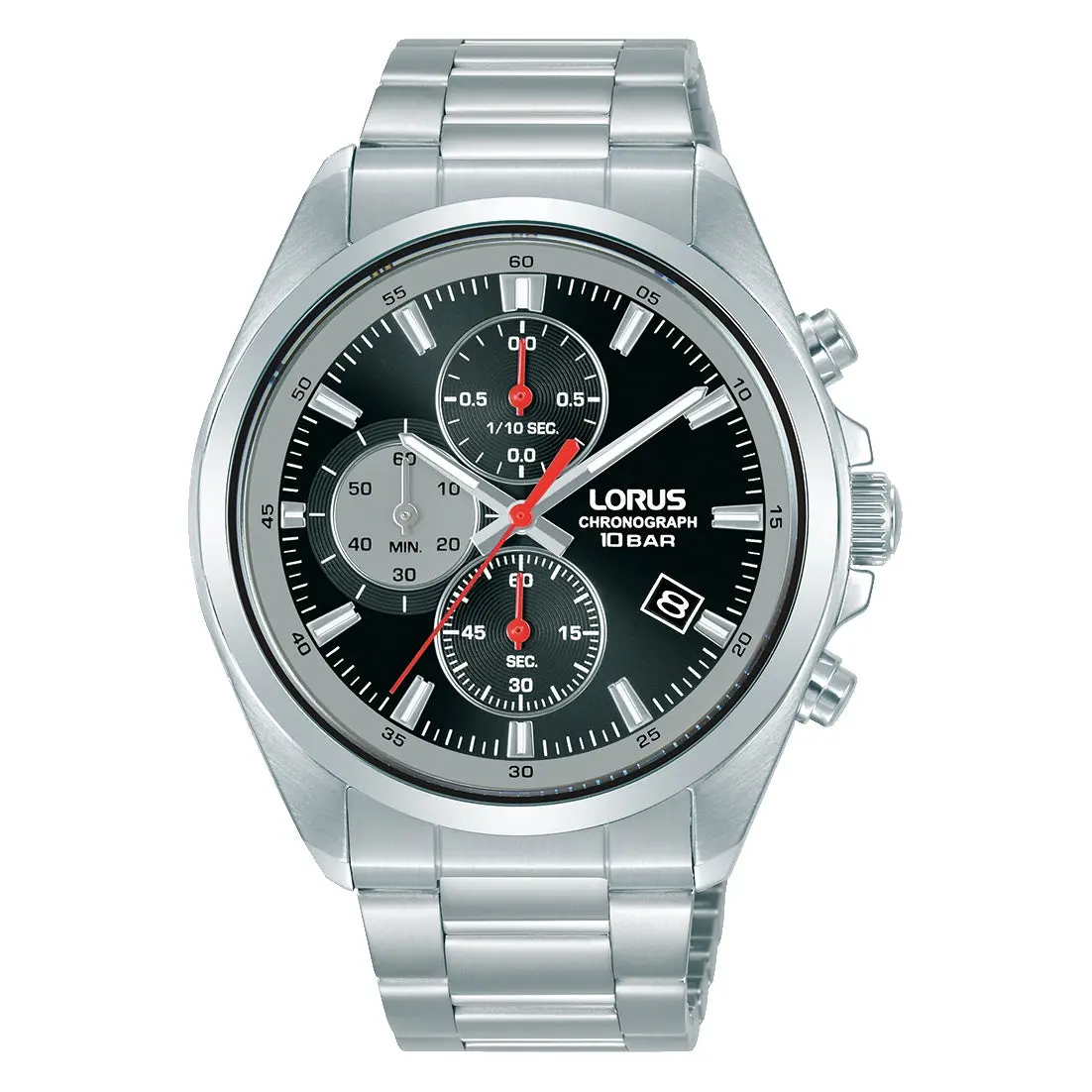 Gents Stainless Steel Black Dial Chronograph Watch 1