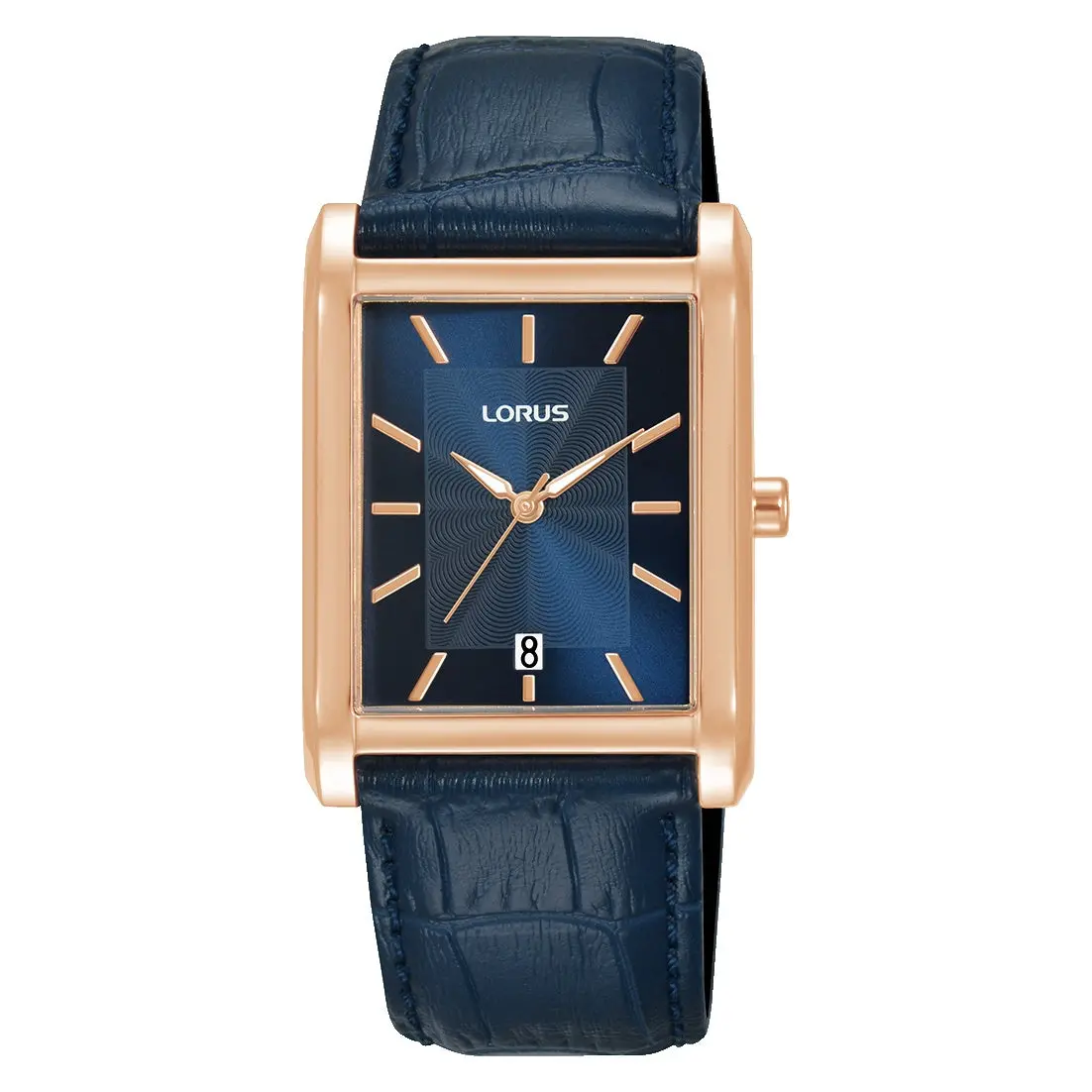 Gents Rectangular Blue Dial And Strap Watch 1