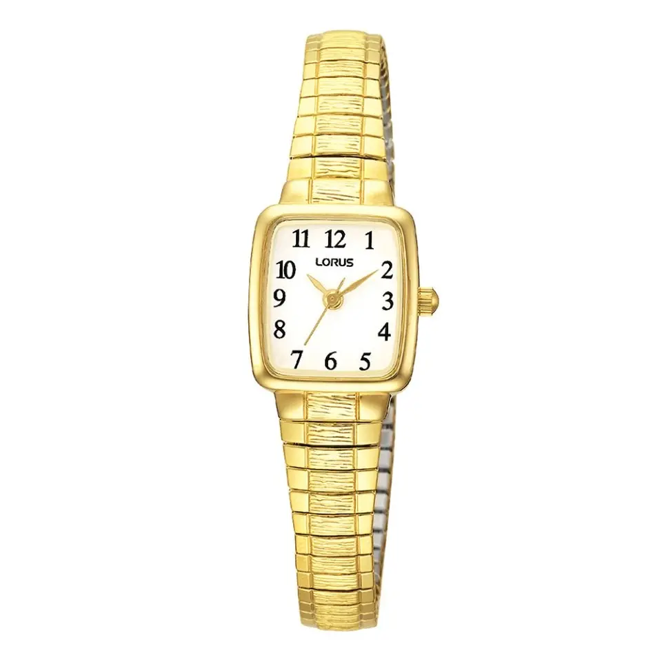 Ladies Rectangular Dial Gold Coated  Expanding Strap Watch 1