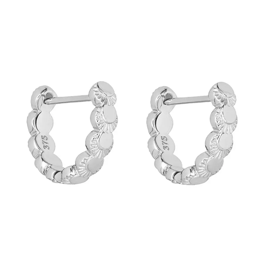9Ct White Gold Crescent Hoop Earrings 1