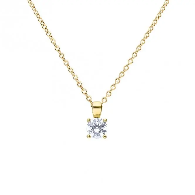 Gold Plated Silver 0.75Ct Cubic Zirconia Solitaire Pendant 1
