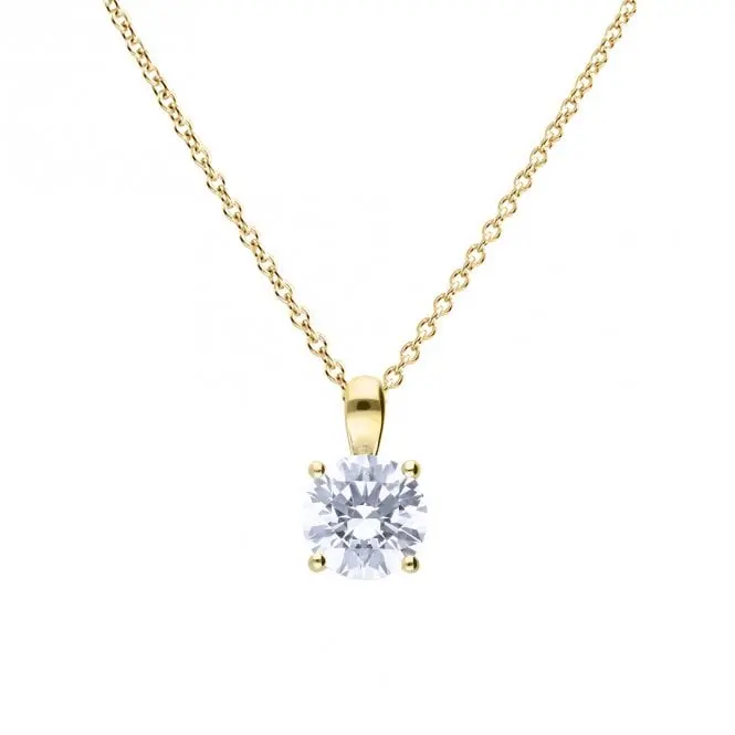 Gold Plated Silver 2.00Ct Cubic Zirconia Solitaire Pendant 1