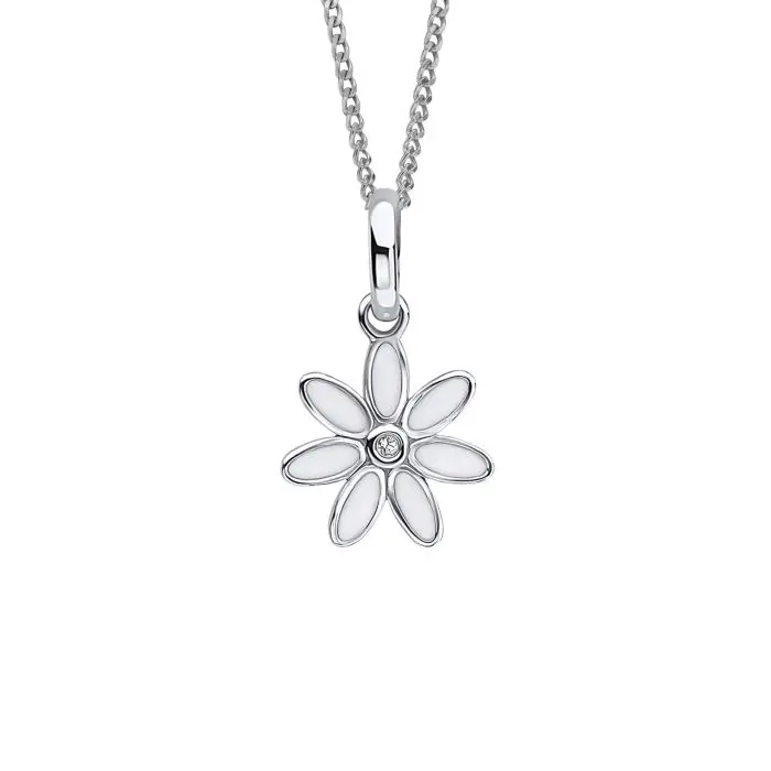 D 4 Diamond Silver Daisy Pendant 1