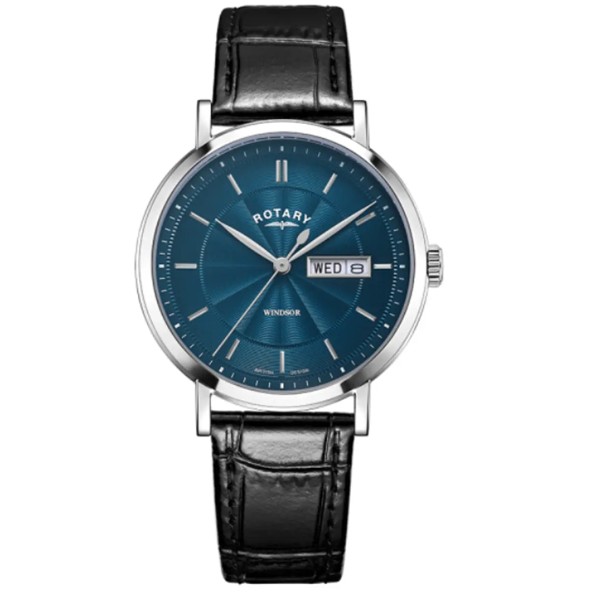 Heritage Stainless Steel Blue Dial Leather Strap Watch 1