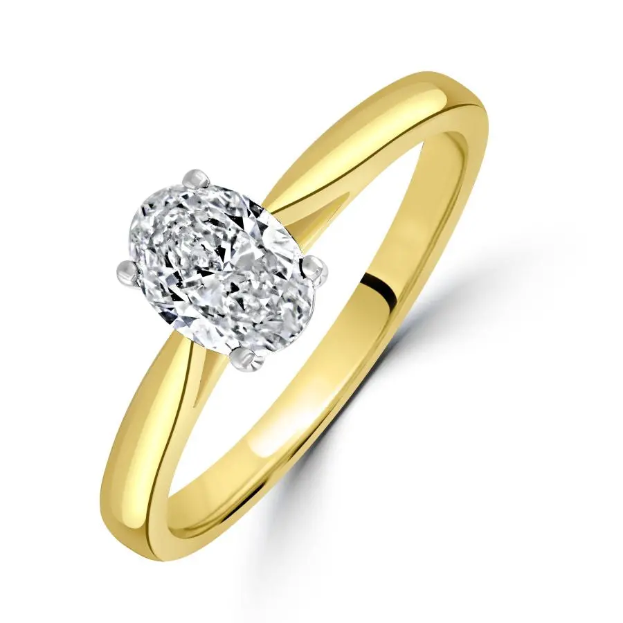 0.72Ct Oval Cut Diamond Solitaire 18Ct Yellow Gold Ring 1
