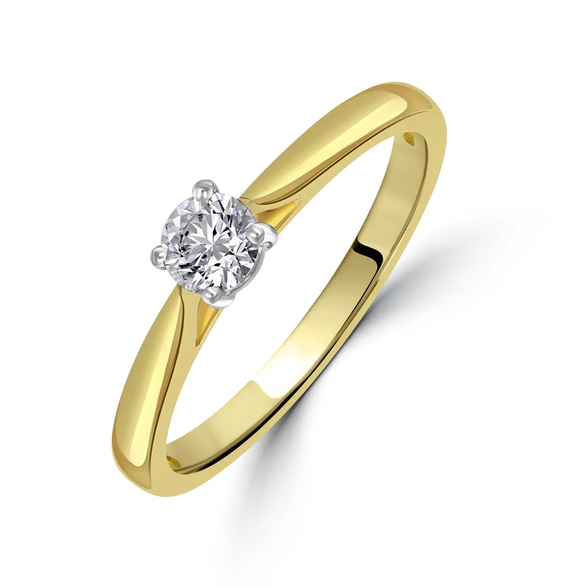 0.30Ct Round Brilliant Cut Diamond Solitaire 18Ct Yellow Gold Ring 1