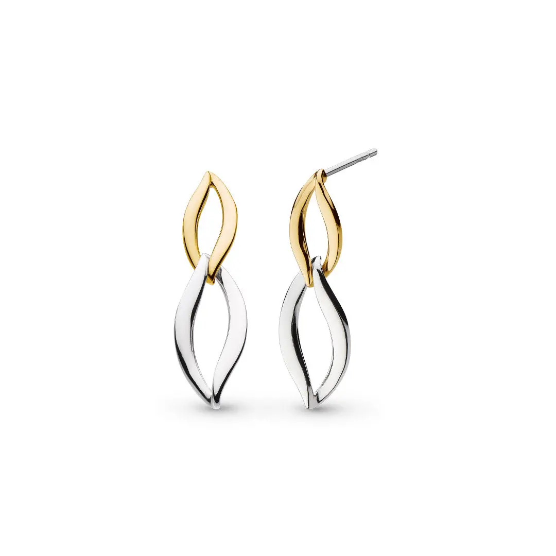 Silver & Yellow Gold Plated Entwine Twine Link Golden Drop Earrings 1