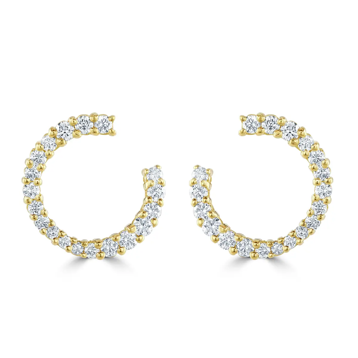 18Ct Yellow Gold Round Brilliant Cut Diamond Loop Earrings 1