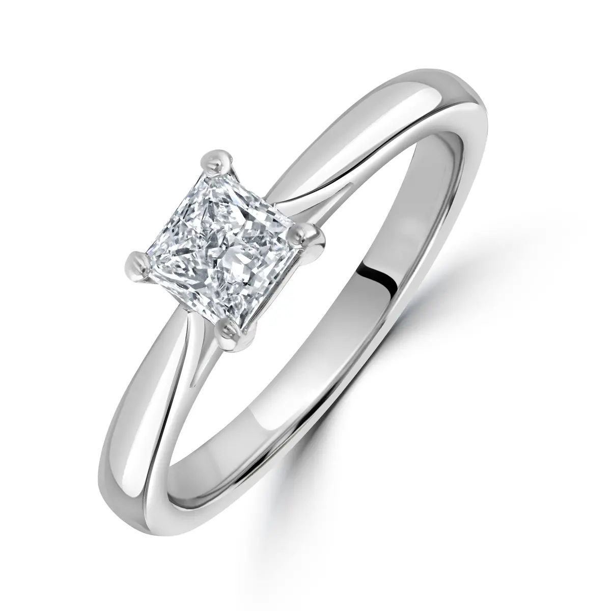 0.51Ct Princess Cut Diamond Solitaire Platinum Ring 1