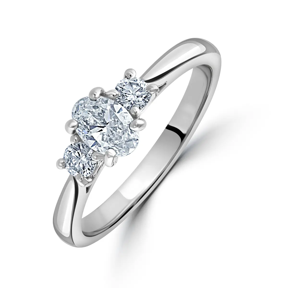 Platinum Oval & Round Brilliant Cut Diamond Trilogy Ring 1