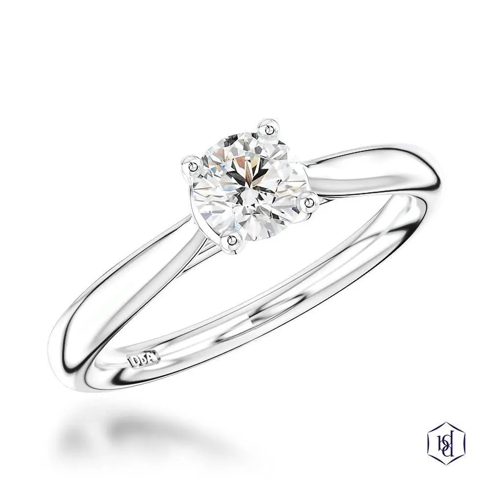 Open Tulip Round Brilliant Cut Platinum Solitaire Diamond 1