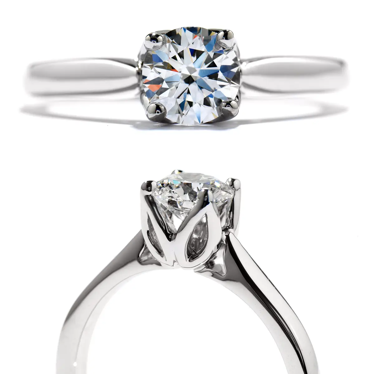 18Ct White Gold Simply Bridal Leaf Solitaire Diamond Ring 1