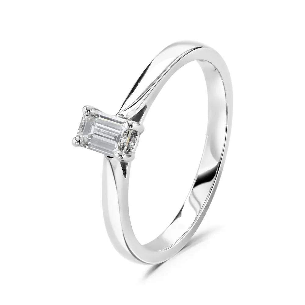 Platinum Emerald Cut Solitaire Diamond Ring 1