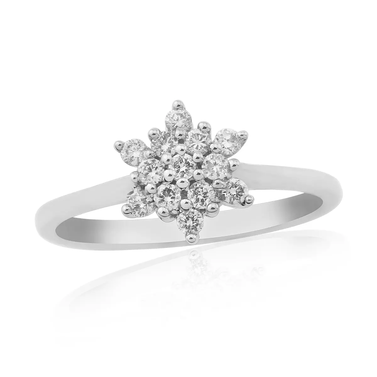 9Ct White Gold Round Brilliant Cut Diamond Cluster Ring 1