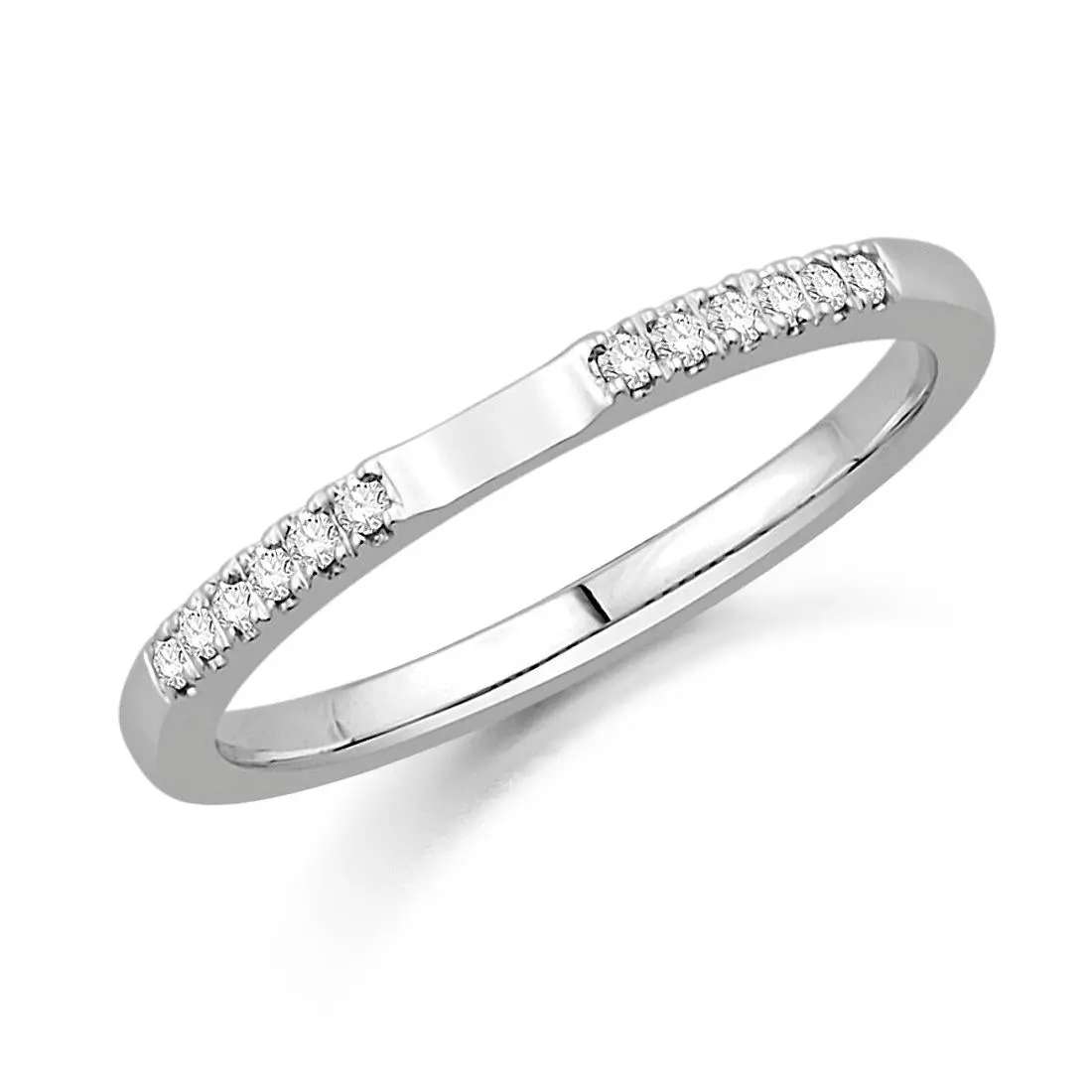 0.08Ct 12-Round Brilliant Cut Diamond Cut-Out 18Ct White Gold Wedding Band 1