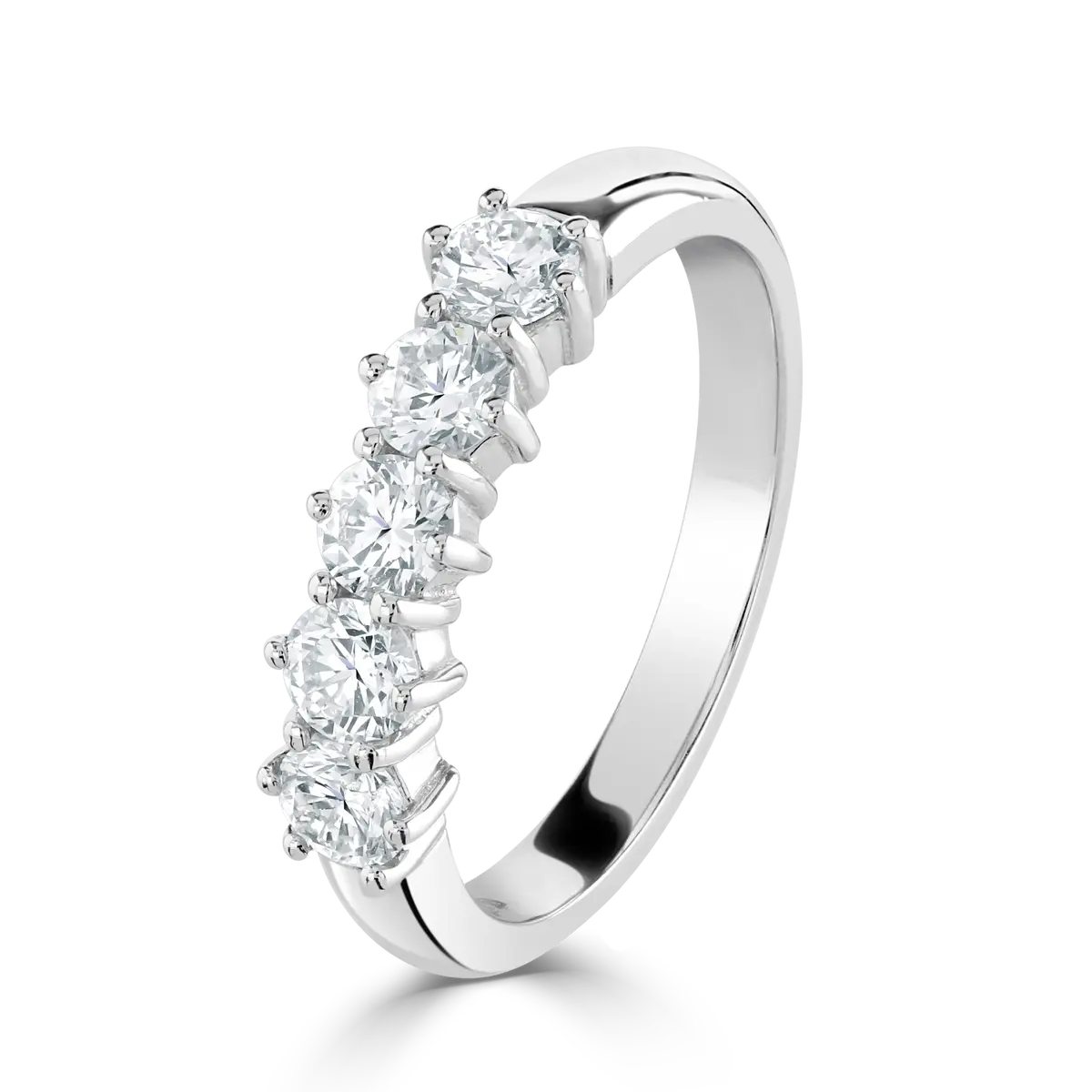 0.80Ct Round Brilliant Cut Diamond 5-Stone Claw Set Platinum Half Eternity Ring 1