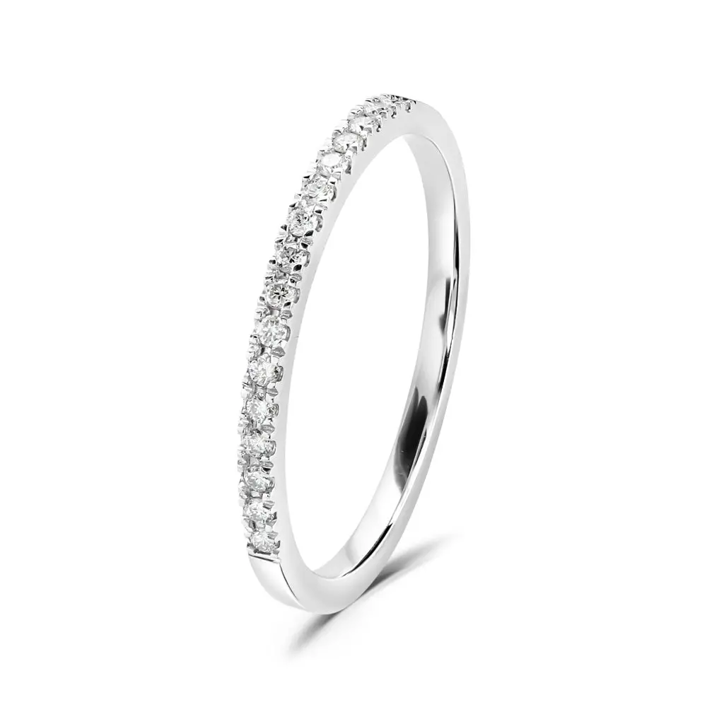 0.11Ct Roudn Brilliant Cut Diamond 18Ct White Gold Half Eternity Ring 1