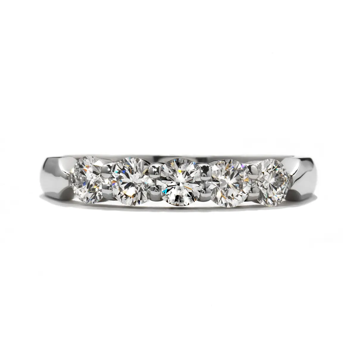 0.35Ct Round Brilliant Cut Diamond 5-Stone 18Ct White Gold Half Eternity Ring 1