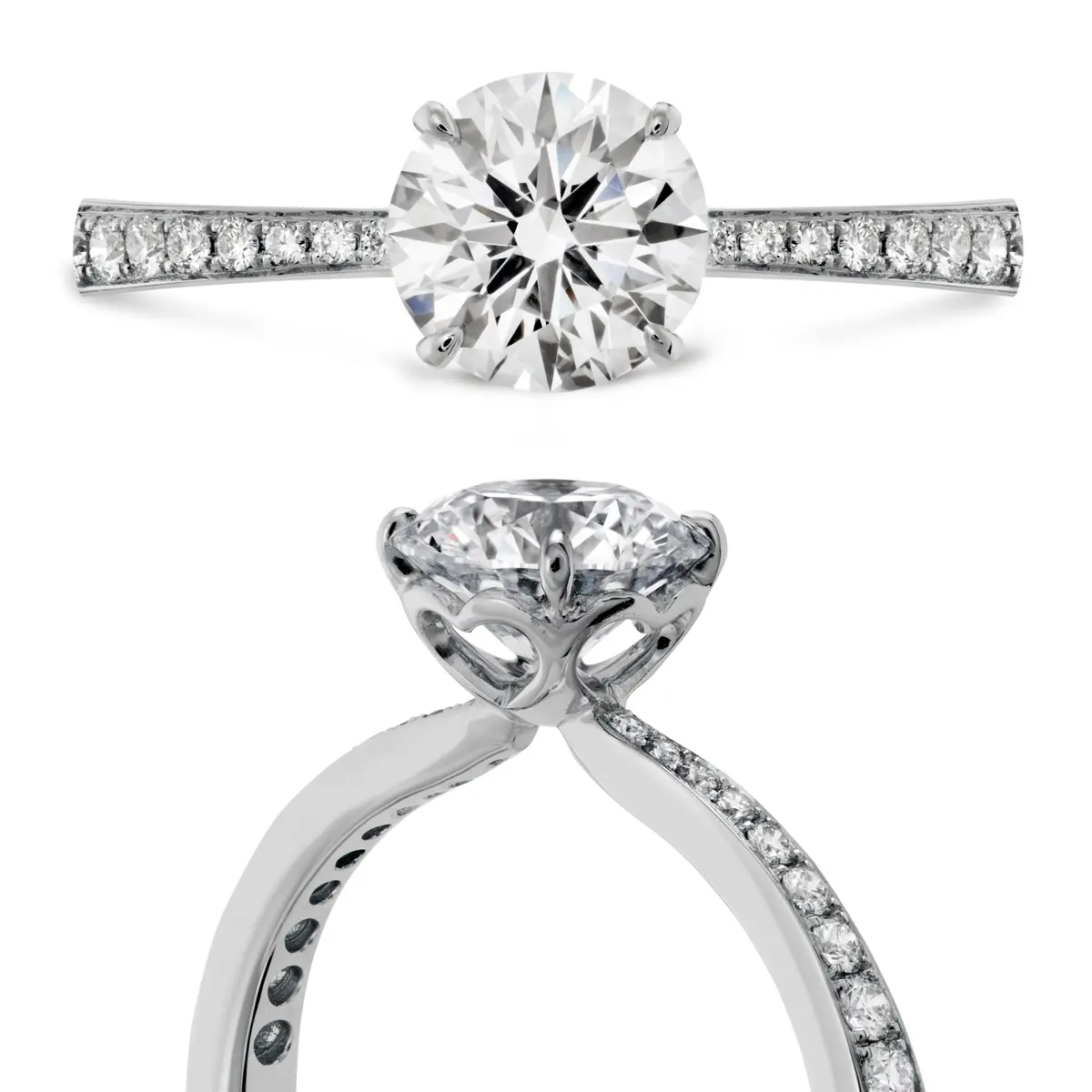 0.51Ct Signature Diamond Solitaire 18Ct White Gold Ring With Diamond Shoulders 1