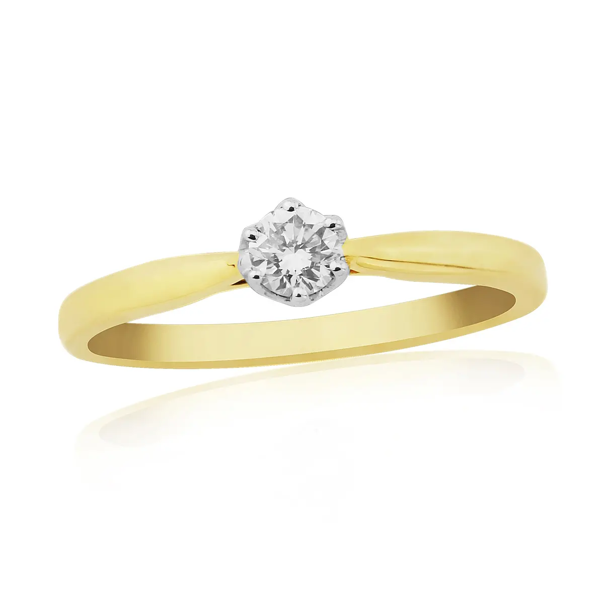 0.15Ct Round Brilliant Cut Diamond Solitaire 9Ct Yellow Gold Ring 1