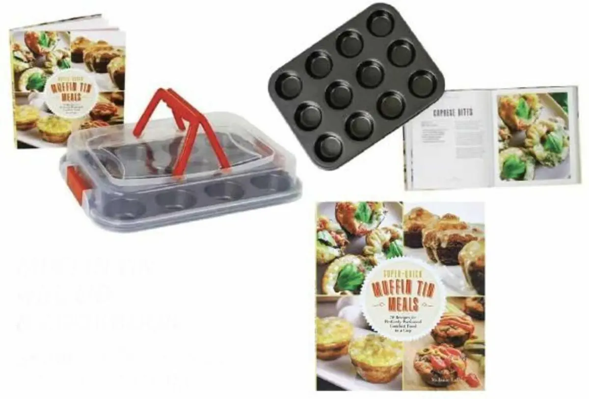 Muffin Tin Meals Cookbook W/ Muffin Pan & Carry Top Lid 1