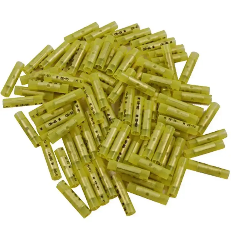 100 Pack Ynbc Yellow Nylon 12-10 Gauge Butt Connectors Crimp Terminals 1