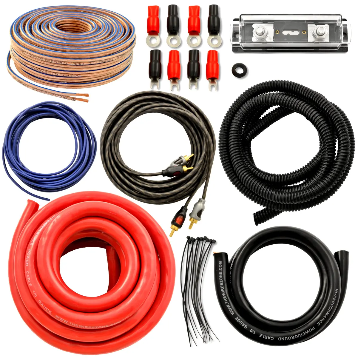 Car Audio 1/0 Gauge Flexible Wire & Cable Complete Amplifier Install Wiring Amp Kit 1