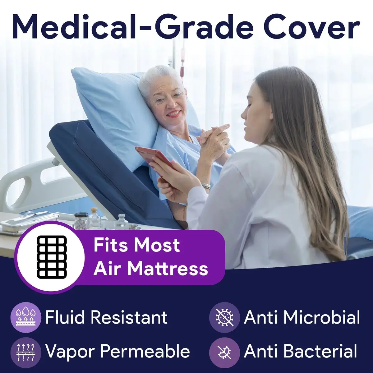 Hospital Bed Cover With Defined Bed Rail For Air Mattress 2