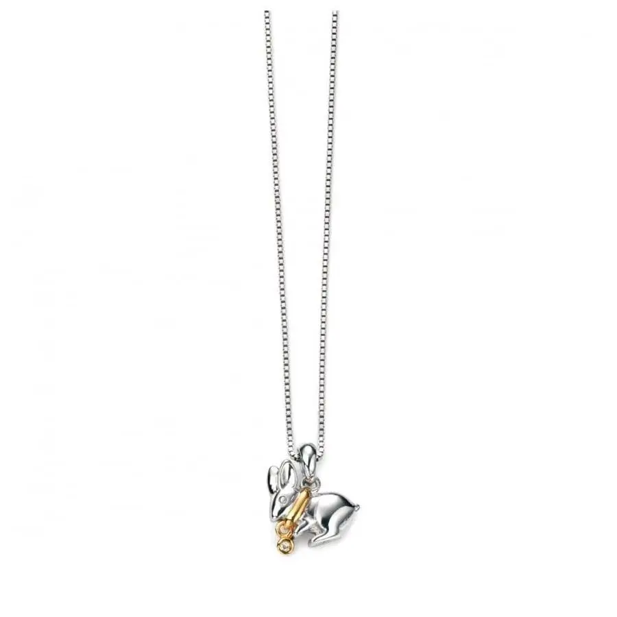 Silver And Yellow Gold Plated Rabbit Pendant & Chain 1