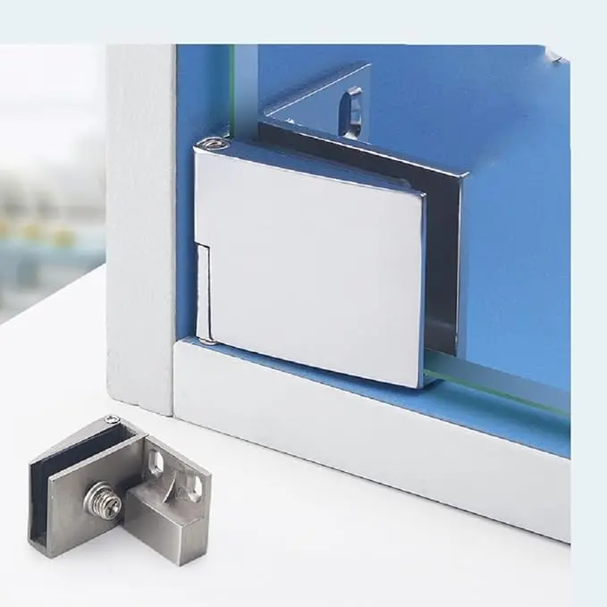 2 Glass Door Hinges Cabinet Glass Door Pivot Hinge Entrance Glass Door Hinges,No Drill Glass Door Hinges Can Clamp 3-5Mm Thick Glass Easy To Install 1